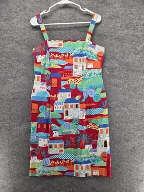 HAROLD'S Dress Womens 10 Red Floral Sundress Sheath Strappy Lined Knee